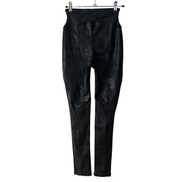 Yummie Small Faux Leather Leggings High Rise Black Shaping Slimming - Picture 7 of 9